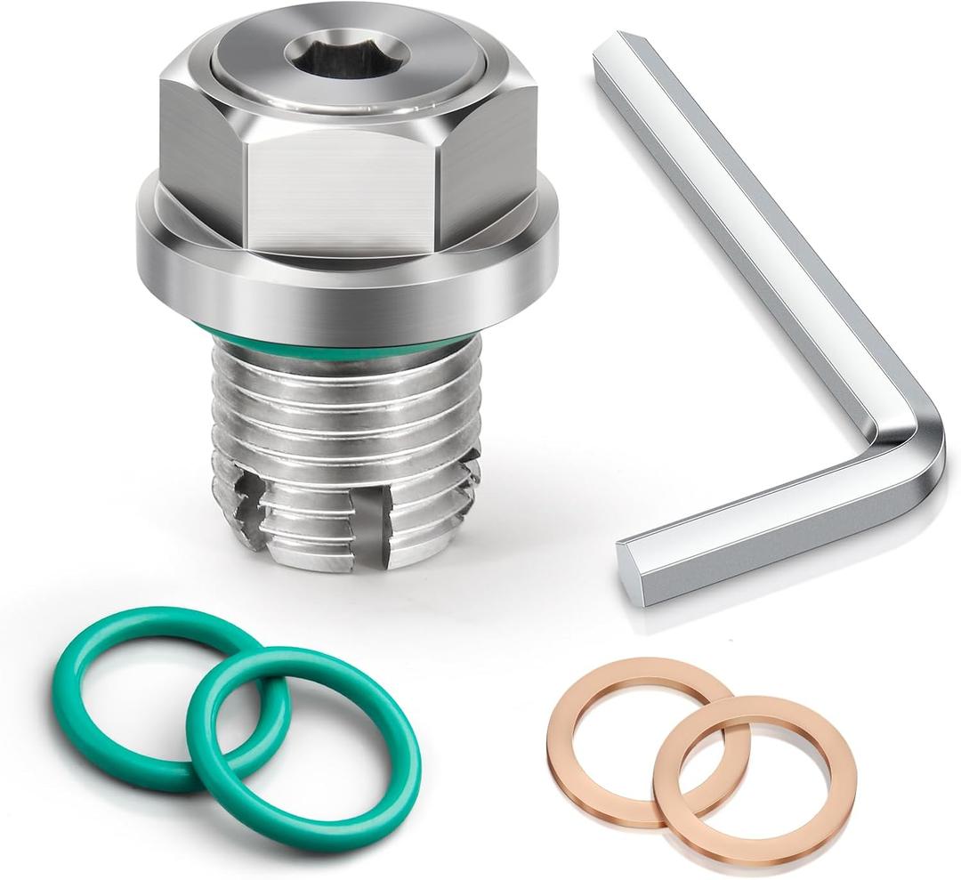 M12.1-1.75 x 15mm Oversize Piggyback Oil Drain Plug, Stainless Steel Self Tapping Oil Pan Thread Repair Kit