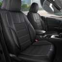 FREESOO Black Car Seat Covers Full Set - Faux Nappa Leather Seat Covers for Cars, with Front Seatbelt Pads, Waterproof Breathable Cushion Protectors Fit for Most 5 Seats Automative Sedans SUV Trucks