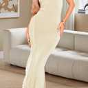 Women's Spaghetti Strap Maxi Dress Sexy Lace Split Side Long Cami Dresses (Large)