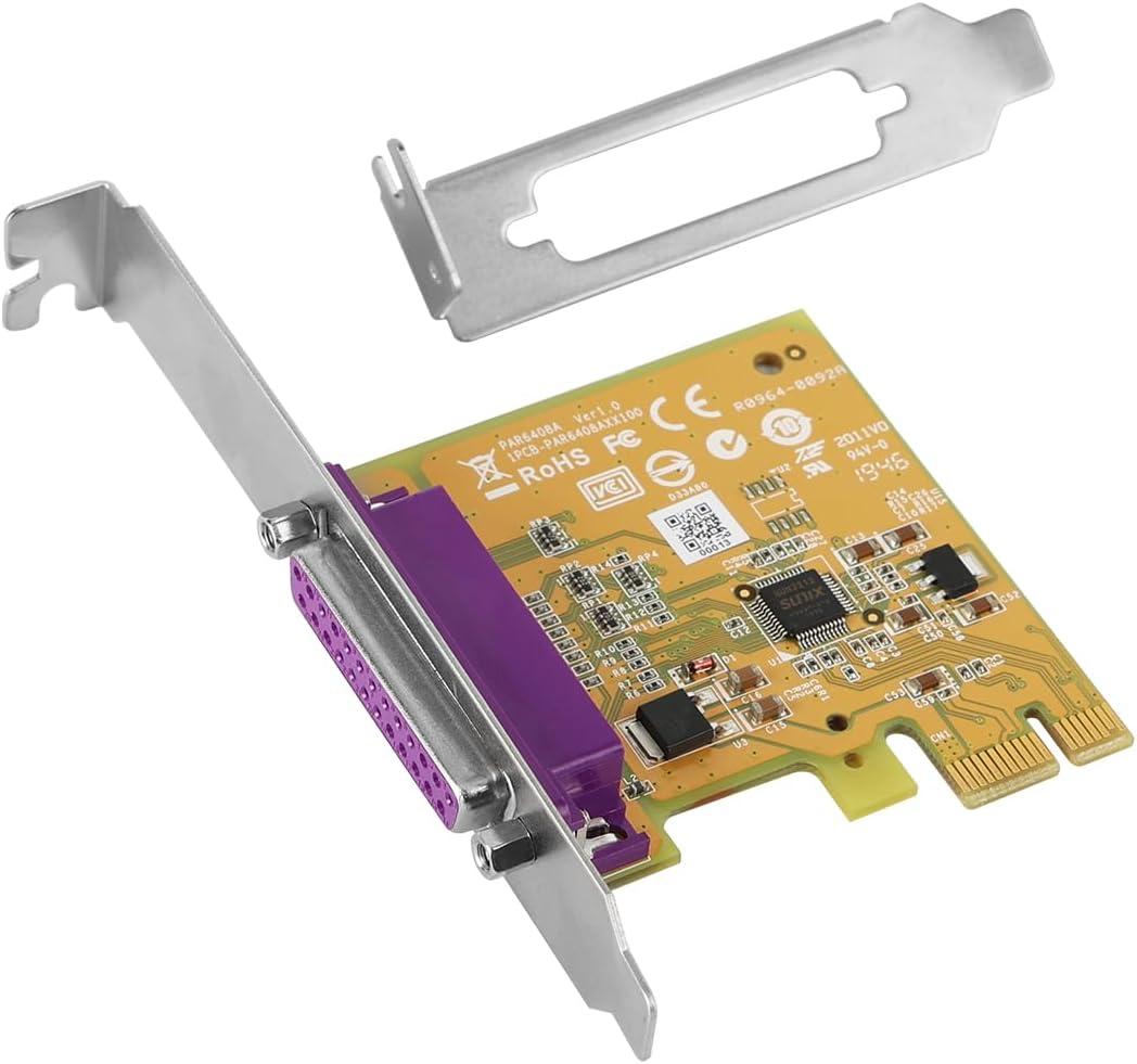 PCIe to Parallel Port Card, 1-Port LPT Adapter with Native Controller, Supports ECP/EPP/SPP/BPP, Compatible with Windows/Linux/DOS