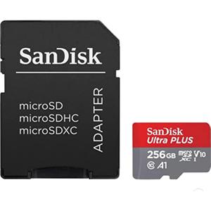 Sandisk Ultra Plus 256GB MicroSDXC UHS-I Card with Adapter 130MB/s Class 10 XC1 V10