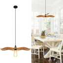10.2''Small Natural rattan chandelier Pendant Lights -Farmhouse Boho rattan hanging lamp with Included E27 Bulb, 120V wicker pendant lamps for Dining Room Kitchen Island Bedroom living room