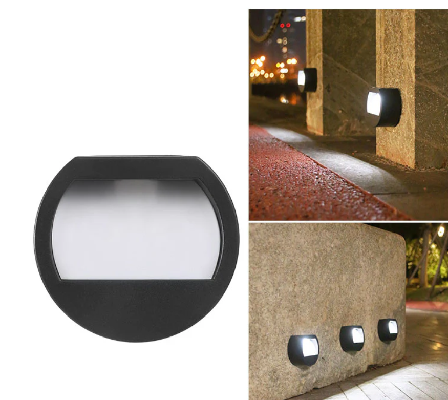 8Pcs Modern Minimalist Round Square LED Outdoor Solar Waterproof Patio Step Light For Outdoor Patio