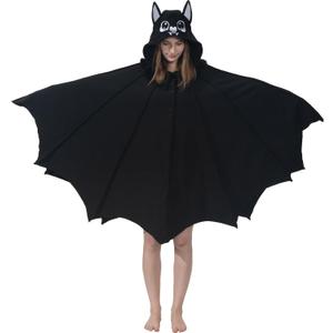 Cozy Bat Costume - Halloween Party Cosplay Hooded Blanket Cape with Bat Wings for Women and Men
