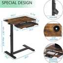ETHU Overbed Table with Wheels, Upgrade Medical Table with Drawer, Hospital Bed Table, Workstation Desk, Adjustable Overbed Bedside Rolling Laptop Desk(Walnut), 30.31 inches x 15.74 inches x 28.7 inches