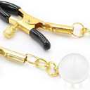 3 x Non Piercing Nipple Clips with Soft Rubber Cap,Adjustable Golden Nipple Clamps & Nipple Clip Inlaid with Transparent Glass Beads