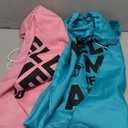 Extra Large Travel Laundry Bag - 2-Pack Fun Print Design Bags for Dirty Clothes - Durable Water-Resistant Fabric - Sturdy Drawstring Closure (Pink-Teal | Smell Me If You Dare)