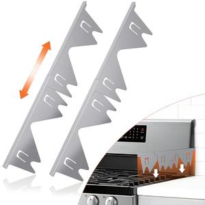 Stainless Steel Stove Gap Covers (2PCS),Stove Gap Filler,Range Trim Kit,Stove Gap Guard for Kitchen Oven Between Stovetop and Counter,Easy Clean Heat Resistant,Adjustable Length 13.8'' to 27.5'' Grey