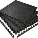 SUPERJARE 0.56'' Thick 6 Pcs 24 Sq Ft Rubber Top Exercise Equipment Mats, High Density EVA Foam Mats with Rubber Top, Interlocking Gym Flooring for Home Gym, Protective Workout Mat, Black/Blue