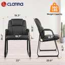 CLATINA Leather Guest Chair with Padded Arm Rest for Reception Meeting Conference and Waiting Room Side Office Home Black with Sled Base 1 Pack