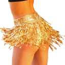 Women's Sequins Tassel Skirts Shorts Booty Dance Festival Bottoms, Small