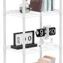 1000 lbs 4-Shelf Adjustable Heavy Duty Steel Wire Rack, Adjustable Storage Shelving Unit with Wheel for Kitchen, Garage, Laundry White 11.8" D x 17.7" W x 40.8" H
