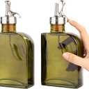Olive Green 12oz Glass Olive Oil Bottle Dispenser - 350ml Oil and Vinegar with Pourers and Funnel - Oil Dispenser Bottle for Kitchen