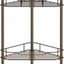 4 Tier Floor Standing Corner Shower Caddy Organizer Shelf with Hooks, Bathroom Shelves Stand Rack, Bronze