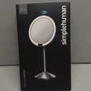 simplehuman 5" Round Rechargeable Mini Travel Sensor Makeup Mirror (2014 Model, Discontinued), 10x Magnification, Brushed Stainless Steel