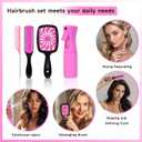 11 Pcs Hair Brush Set, Detangle Hair Brush And Spray Bottle, 3 Pieces Smooth Hairbrush For Toddlers, Suitable For Wet and Dry Hairstyles, Suitable For Adults And Children(Pink)