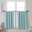 Simplebrand Ava Aqua Short 36 Inches Blackout Curtain 2 Panels Set, Half Window Rod Pocket Privacy Curtain Tiers for Kitchen, Curtains Blackout for Bathroom Shades, W40 x L36 Inch, Aqua