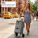 Shopping Cart, Super Loading Grocery Trolley, 220 lbs Capacity, Foldable Cart with Extra Large 55L Shopping Bag Portable Grocery Utility Cart with Adjustable Bungee Cord (Gray)