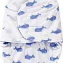 Hudson Baby Unisex Baby Plush Swaddle Wrap, Whale, 0-3 Months