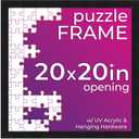 Poster Palooza 20x20 Puzzle Frame Black Solid Wood Puzzle Frame Made to Display Puzzles Measuring 20x20 Inches with UV Acrylic and Hanging Hardware