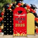 3 Set Graduation Party Decorations 2026 Graduation Arched Backdrop Cover Grads Arch Covers Graduates of 2026 Party Supplies Arch Backdrop Covers Spandex Stretchy Gold Arched Cover, Red and Black, 180 cm x 80 cm