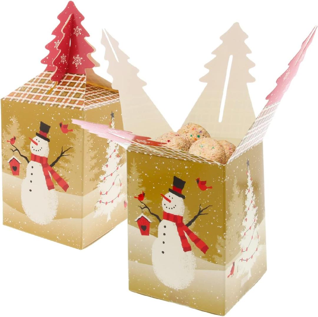 3 x Gia's Kitchen Christmas Treat Gift Containers, 20 Pack - 3D Christmas Gift Boxes to Hold Delicious Holiday Treats - Perfect Cookie Holders for Gift Giving, Party Favor Bags - Snowman