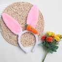 4 x QDTK Easter Bunny Ears Headbands Easter Rabbit Ear Carrot Hairband Pink Cute Rabbit Ears Hair Band Headpiece for Easter Birthday Party for Women and Girls
