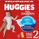 Huggies Size 2 Diapers, Little Snugglers Baby Diapers, Size 2 (12-18 lbs), 186 Count (3 Packs of 62), Packaging May Vary