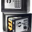 Mini Lock Box, 0.23 CuFt Security Small Money Safe Box for Home College, Small Kids Personal Cabinet Safe with Keypads, Hidden Wall Safe for Money Cash Jewelry Gun Office Dorm Room