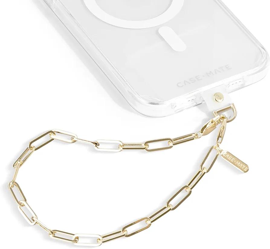 Case-Mate Phone Strap with Gold Metal Chain - Detachable Phone Lanyard, Hands-Free Wrist strap, Adjustable Phone Charm Grip, Accessory for Women - iPhone 14 Pro Max/ 13 Pro Max/ 12 Pro Max/ 11 - Gold