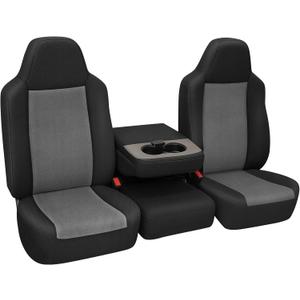 Front Seat Covers Replace for 2002-2010 Ford F250 F350 F450 F550 40/20/40 Split Seat with Molded Headrest and Shoulder, Knitted Fabric Composite Soft Foam Lining Airmesh Breathable Seat Cover