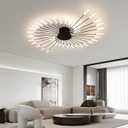 JAYMP 50.4“ Ceiling Light Modern Flower Shape Ceiling Lamp for Living Room Dining Room Flush Mount Metal Acrylic Sputnik Firework Petal LED Lighting Fixture (Matte Black, 42 Lights)