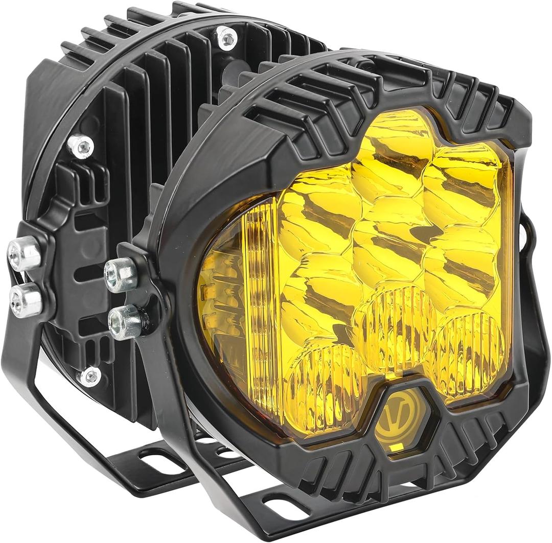 AUTOXBERT 5 Inch Amber Led Driving Light, 50W LED Offroad Side Shooter Pods Spot Flood Combo Beam Fog Lights for Truck Pickup Jeep 4x4 SUV ATV UTV, 2Pcs (Yellow)