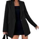 Women Fall 2026 Blazers Business Casual Long Sleeve Lapel Pockets Dressy Suit Jackets Work Office Outfits Lapel Pockets (Medium, Black)