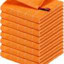 Homaxy 100% Cotton Terry Kitchen Dish Cloths, Ultra Soft and Absorbent Dish Towels for Kitchen, Perfect for Drying and Washing Dishes, 8 Pack, 12 x 12 Inches, Orange