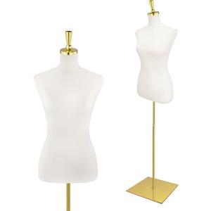 Mannequin Torso for Women, 53"-73" Height Adjustable Dress Form Sewing Mannequin with Golden Metal Stand, Beige