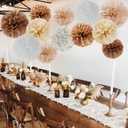 2 x Boho Baby-Shower Party-Decorations Tissue Pom-Poms - 12pcs Neutral Rainbow Birthday Wedding Bridal Paper Flowers Streamers,White Brown Champagne Engagement Bachelorette Christmas Decor Ouruola