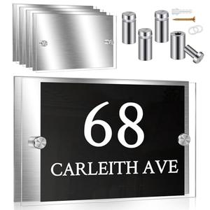 Qunclay 4 Sets Acrylic Office Name Plate for Wall 7.8 x 5.1 Inch Acrylic Wall Name Plate Holders Office Door Sign Systems with Stainless Steel Standoff Screws Aluminium Sign Holder