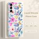 LEECG for Samsung S24 Plus Case, Flower Pattern Design S24 Plus Phone Cover Ultra Thin Soft Anti Drop Liquid Silicone Case for Samsung Galaxy S24 Plus 6.7 inch, Flower Rice White