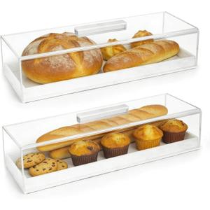Acrylic Rectangular Cake Tray - Multifunctional Cake Stand with Cover Lid (2PCS)