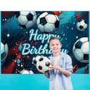 Soccer Happy Birthday Banner Backdrop Soccer Backdrop for Birthday Party Football Sports Themed Decorations Banner for Boys Party 6x4Ft