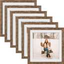 TOFOREVO 10x10 Square Picture Frames Set of 6 Rustic Wood Grain Photo Frame for Gallery Wall Mounting or Tabletop Display