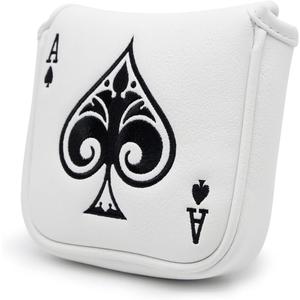 Golf Putter Cover Headcover Magnetic, Poker Ace Style Golf Club Head Cover, 4 Models Headcovers for Blade Half-Mallet Square Putters