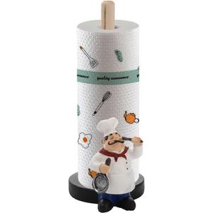 Chef Style Paper Towel Holder, Resin Crafts Display Chef Figurines Creative Roll Paper Stand for Countertop Kitchen Cafe Restaurant Dessert Shop Cake Shop Decoration