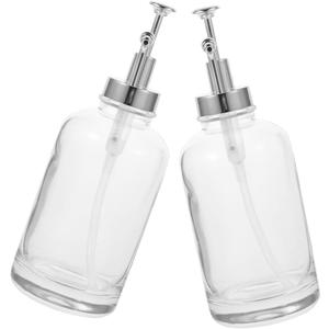 Glass Lotion Container Push Pump Syrup Pump Dispenser Bar Syrup Dispenser (Silver)