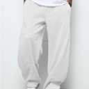GORGLITTER Men's Wide Leg Sweatpants Baggy Double Waisted Streetwear Track Sweat Pants Joggers Casual Work (White, L)
