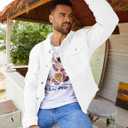 Bindefon Denim Jackets for Men Trucker Jean Jacket Unlined Coats Spring Fall Outfits (White)