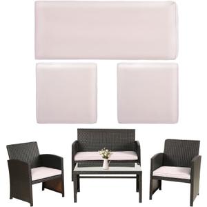 3 Pack Outdoor Patio Furniture Cushion Covers,Waterproof Replacement Loveseat Covers- 42182,19192 Fit 4-Piece Wicker Rattan Sofa, Loveseat & Chairs, Cover Only (Beige)