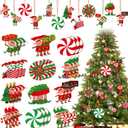 36 Pcs Elf Christmas Tree Ornaments Set Wooden Candy Christmas Decoration Elf Tree Ornaments Elves Hanging Charms Peppermint Wood Decorations