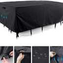 Tempera Outside Table and Chair Covers, Outdoor Dining Set Cover, Patio Furniture Cover Waterproof, Windproof for Winter, Rectangle, 90''L x 60''W x 27.8''H, Space Grey